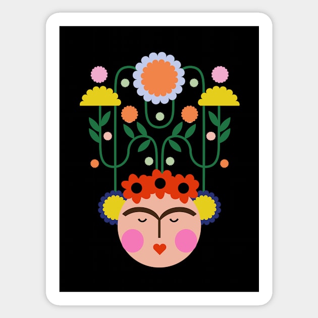 Cute Colorful Frida kahlo painter summer flowers viva la vida Sticker by sugarcloudlb-studio